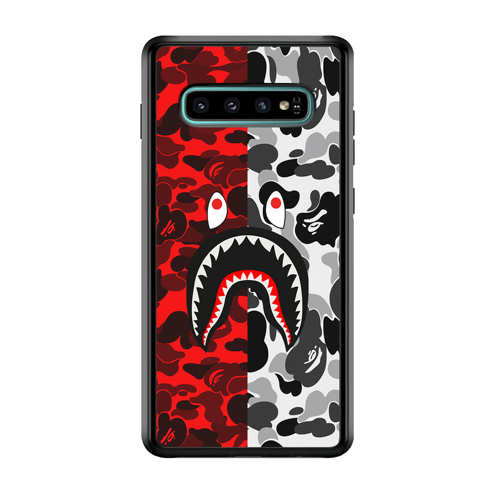 Bape Red Black Camo Samsung Galaxy S10 Plus Case-Rubber Black (2D Case)-Oxvistore
