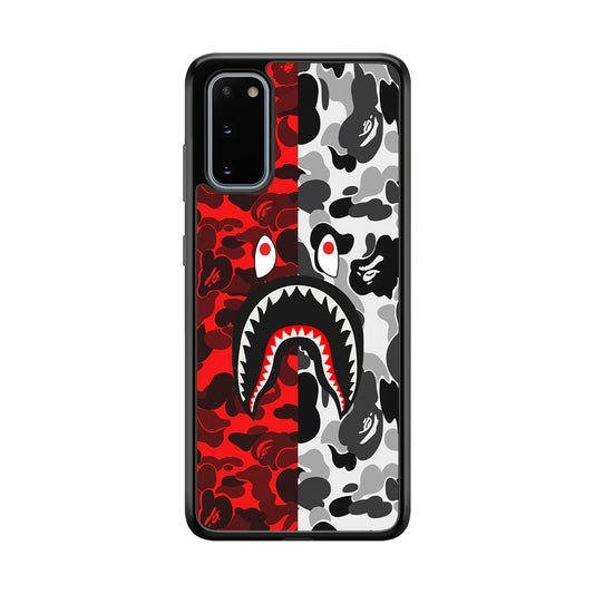 Bape Red Black Camo Samsung Galaxy S20 Case-Rubber Black (2D Case)-Oxvistore