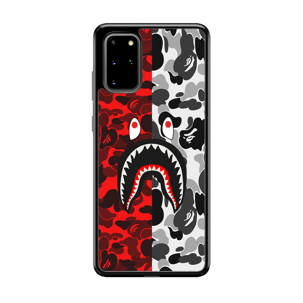 Bape Red Black Camo Samsung Galaxy S20 Plus Case-Rubber Black (2D Case)-Oxvistore