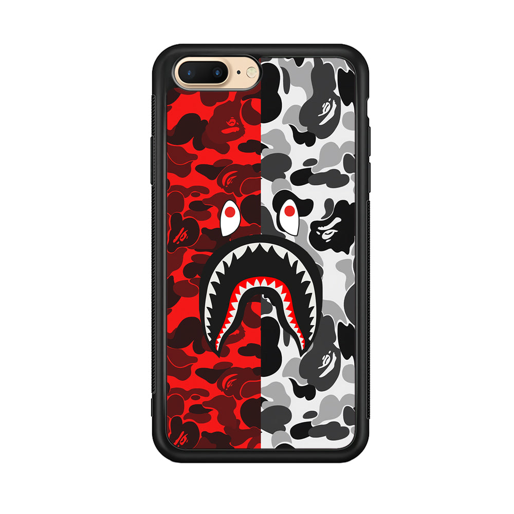 Bape Red Black Camo iPhone 7 Plus Case-Rubber Black (2D Case)-Oxvistore