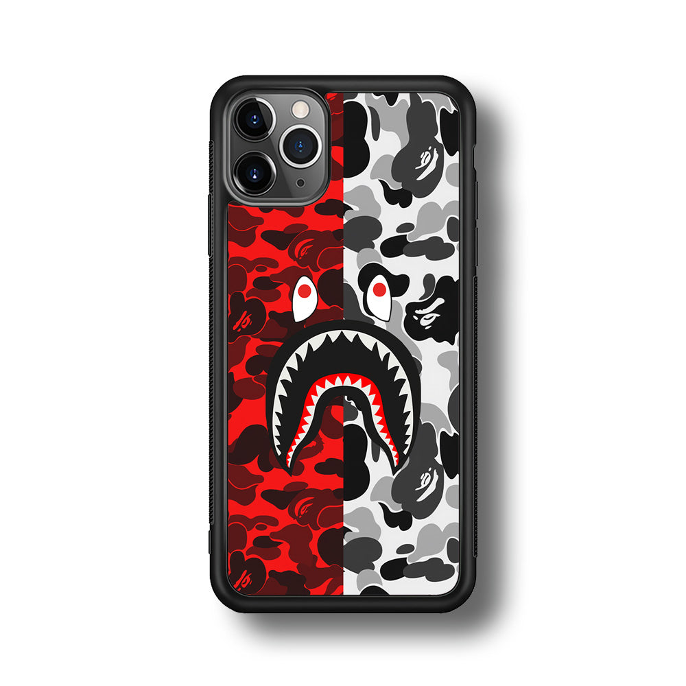 Bape Red Black Camo iPhone 11 Pro Case-Rubber Black (2D Case)-Oxvistore
