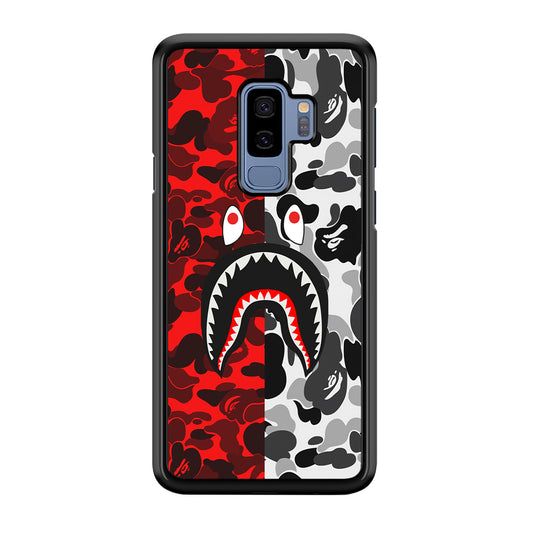 Bape Red Black Camo Samsung Galaxy S9 Plus Case-Rubber Black (2D Case)-Oxvistore