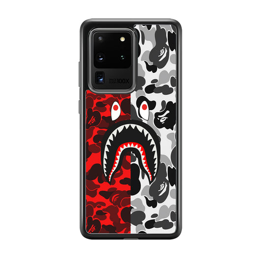Bape Red Black Camo Samsung Galaxy S20 Ultra Case-Rubber Black (2D Case)-Oxvistore