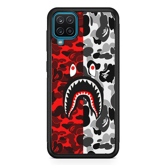Bape Red Black Camo Samsung Galaxy A12 Case-Rubber Black (2D Case)-Oxvistore