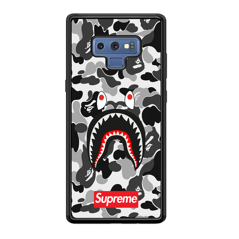 Bape Supreme Black Camo Samsung Galaxy Note 9 Case-Rubber Black (2D Case)-Oxvistore