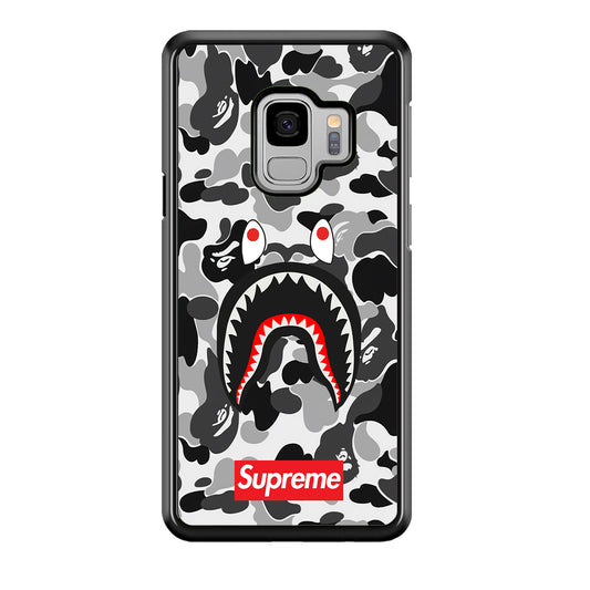 Bape Supreme Black Camo Samsung Galaxy S9 Case-Rubber Black (2D Case)-Oxvistore