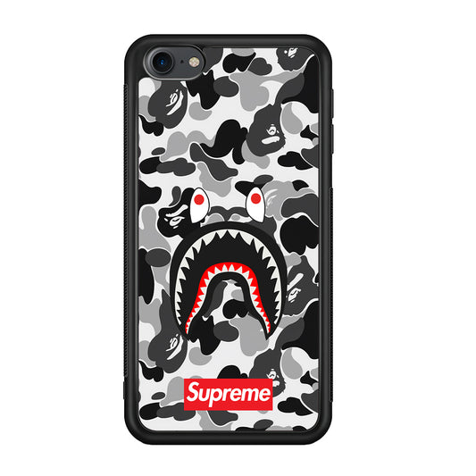 Bape Supreme Black Camo iPod Touch 6 Case-Rubber Black (2D Case)-Oxvistore