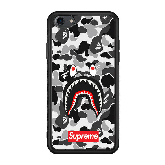 Bape Supreme Black Camo iPhone 8 Case-Rubber Black (2D Case)-Oxvistore