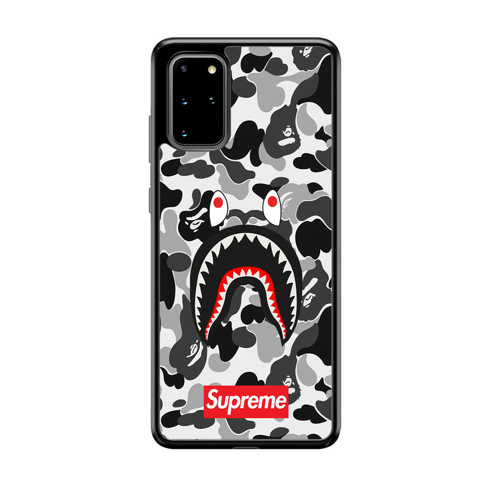 Bape Supreme Black Camo Samsung Galaxy S20 Plus Case-Rubber Black (2D Case)-Oxvistore