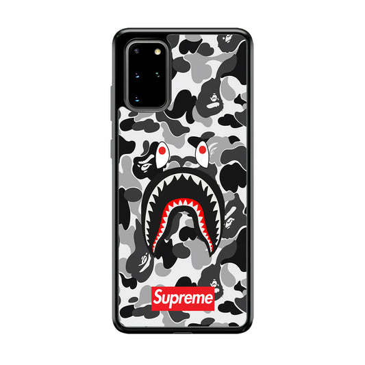 Bape Supreme Black Camo Samsung Galaxy S20 Plus Case-Rubber Black (2D Case)-Oxvistore