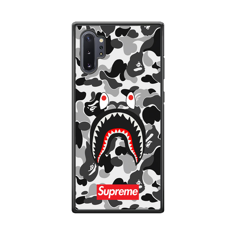 Bape Supreme Black Camo Samsung Galaxy Note 10 Plus Case-Rubber Black (2D Case)-Oxvistore