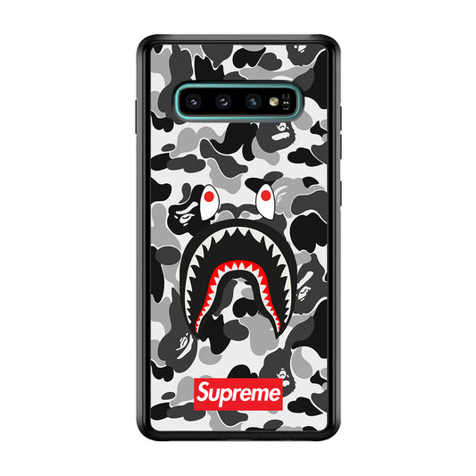 Bape Supreme Black Camo Samsung Galaxy S10 Case-Rubber Black (2D Case)-Oxvistore
