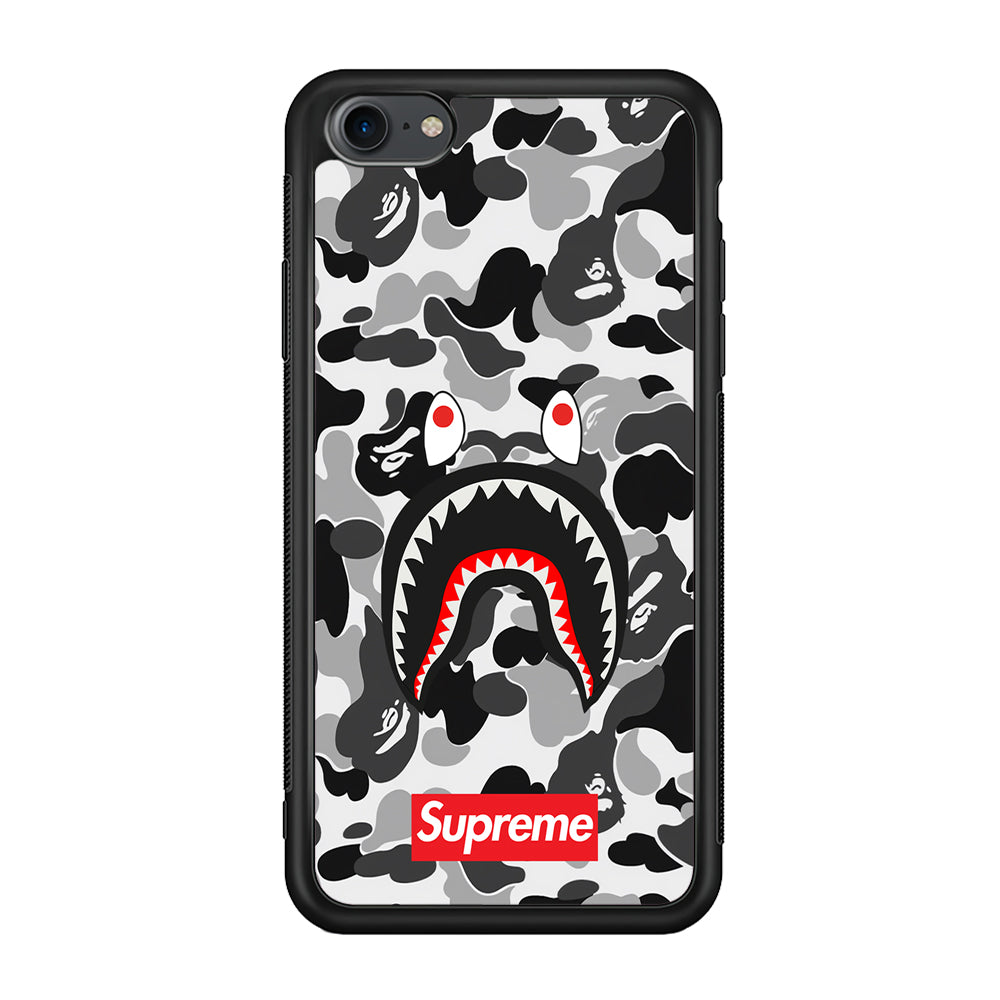 Bape Supreme Black Camo iPhone 7 Case-Rubber Black (2D Case)-Oxvistore