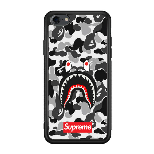 Bape Supreme Black Camo iPhone 7 Case-Rubber Black (2D Case)-Oxvistore