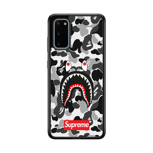 Bape Supreme Black Camo Samsung Galaxy S20 Case-Rubber Black (2D Case)-Oxvistore