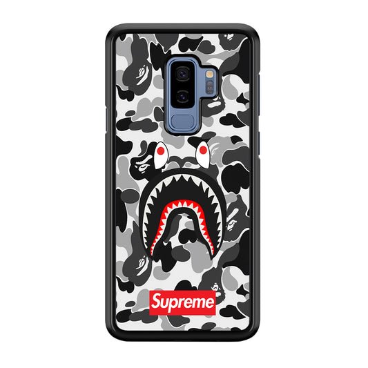 Bape Supreme Black Camo Samsung Galaxy S9 Plus Case-Rubber Black (2D Case)-Oxvistore