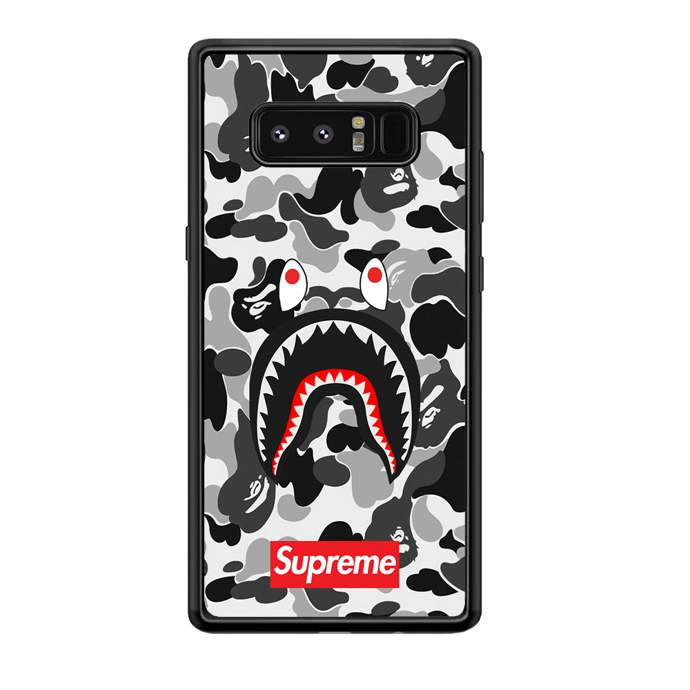 Bape Supreme Black Camo Samsung Galaxy Note 8 Case-Rubber Black (2D Case)-Oxvistore