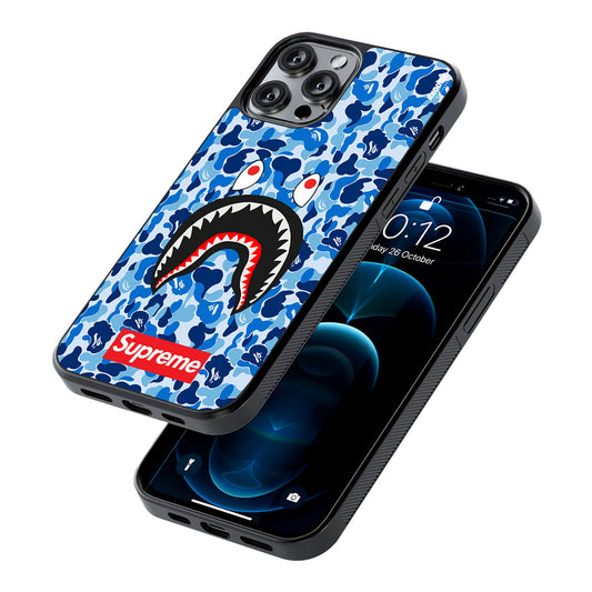 Bape Supreme Blue Camo 2D Rubber Phone Case-Oxvistore