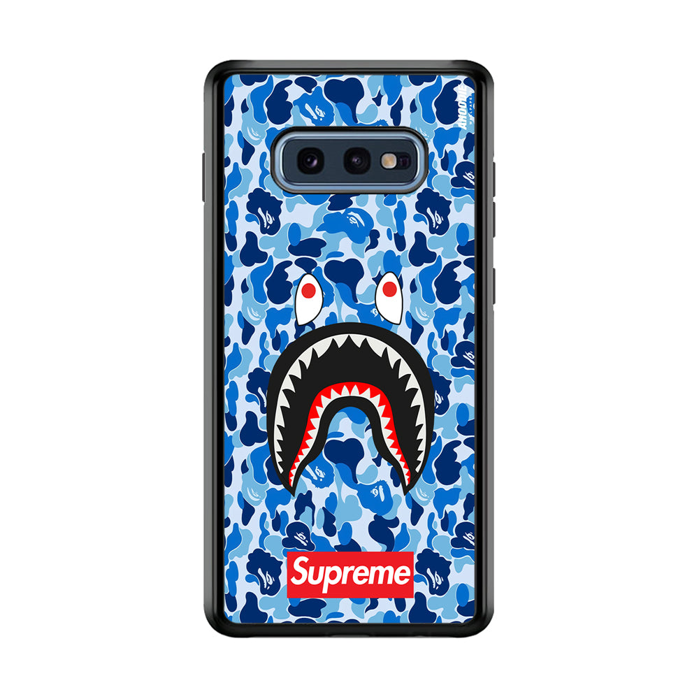 Bape Supreme Blue Camo Samsung Galaxy S10E Case-Rubber White (2D Case)-Oxvistore