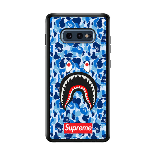 Bape Supreme Blue Camo Samsung Galaxy S10E Case-Rubber White (2D Case)-Oxvistore