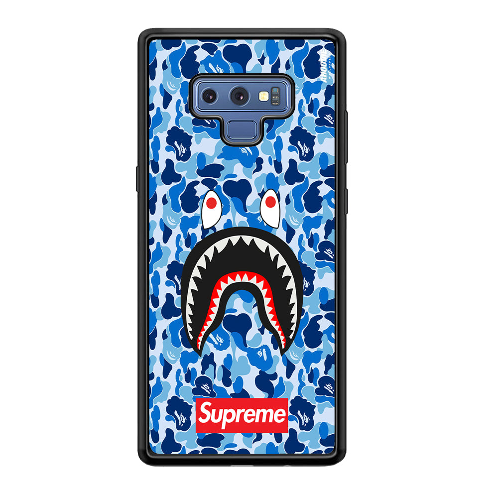 Bape Supreme Blue Camo Samsung Galaxy Note 9 Case-Rubber Black (2D Case)-Oxvistore