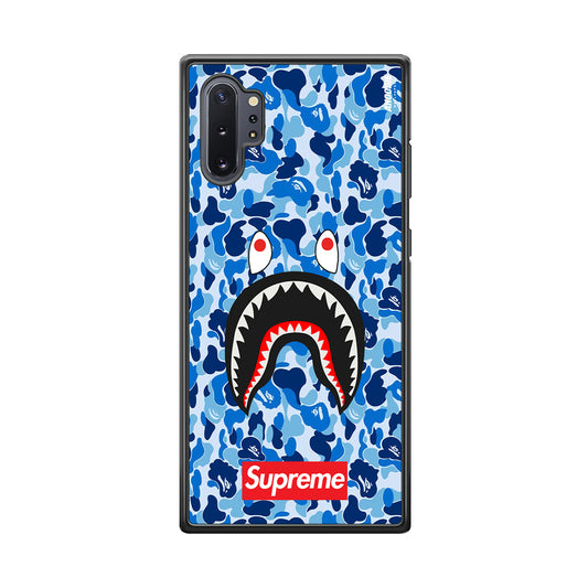 Bape Supreme Blue Camo Samsung Galaxy Note 10 Plus Case-Rubber Black (2D Case)-Oxvistore
