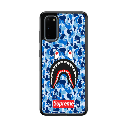 Bape Supreme Blue Camo Samsung Galaxy S20 Case-Rubber White (2D Case)-Oxvistore
