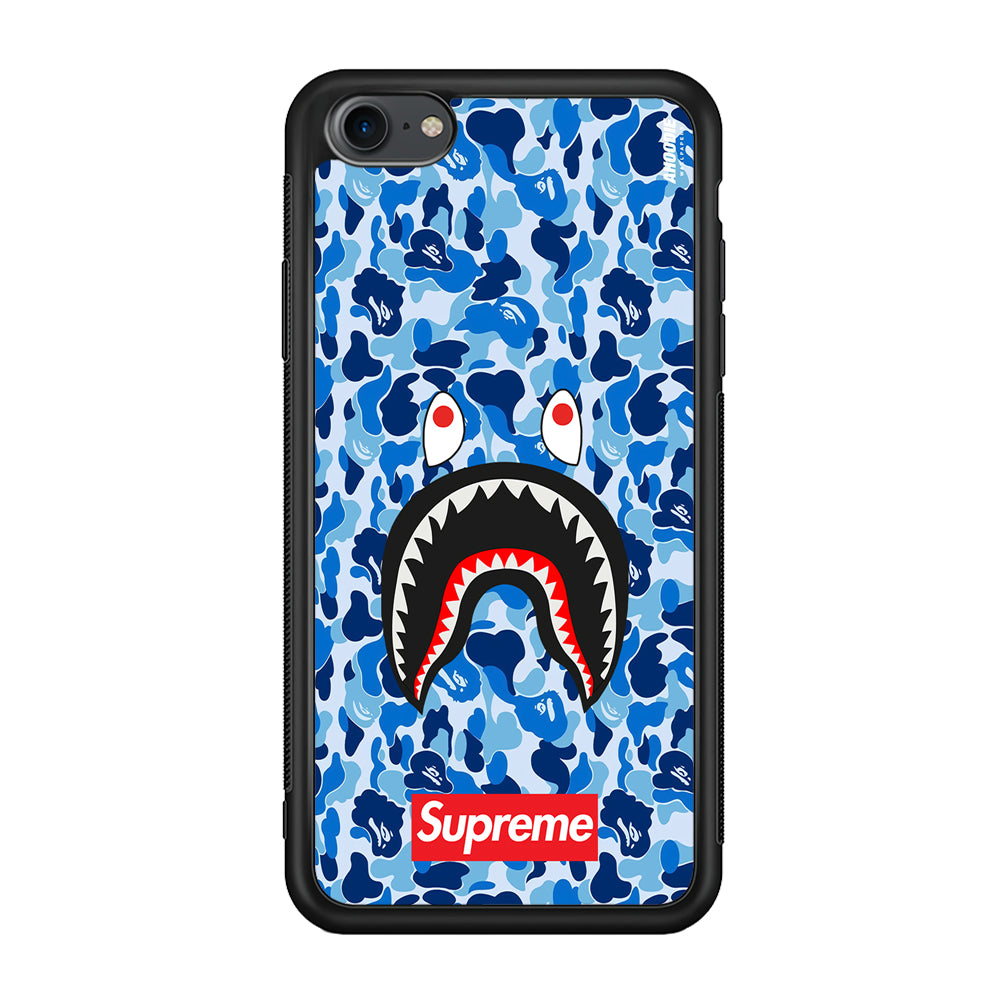 Bape Supreme Blue Camo iPhone 7 Case-Rubber Black (2D Case)-Oxvistore