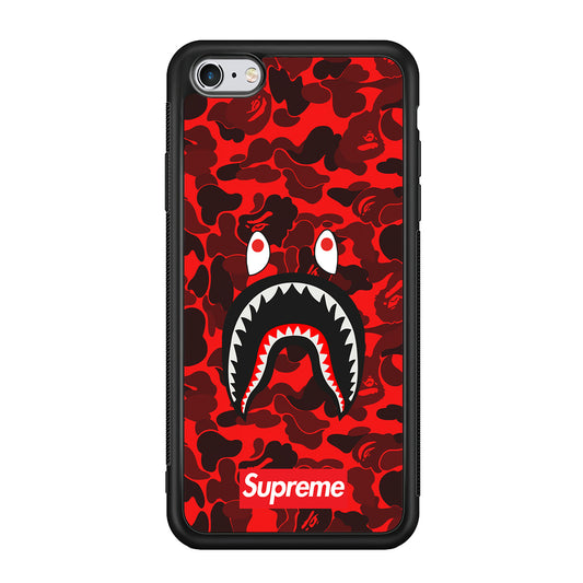 Bape Supreme Red Camo iPhone 6 | 6s Case-Rubber Black (2D Case)-Oxvistore