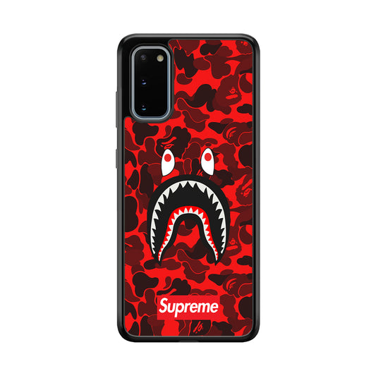 Bape Supreme Red Camo Samsung Galaxy S20 Case-Rubber Black (2D Case)-Oxvistore