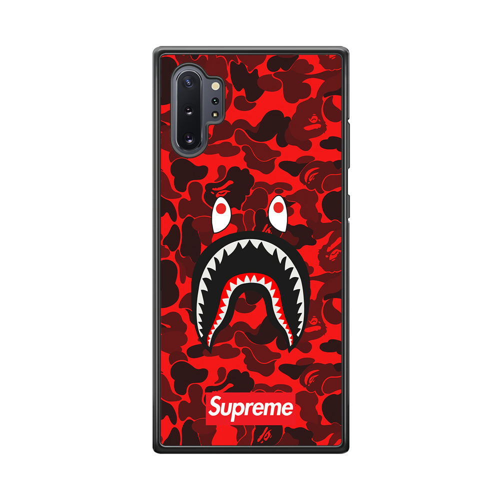 Bape Supreme Red Camo Samsung Galaxy Note 10 Plus Case-Rubber Black (2D Case)-Oxvistore