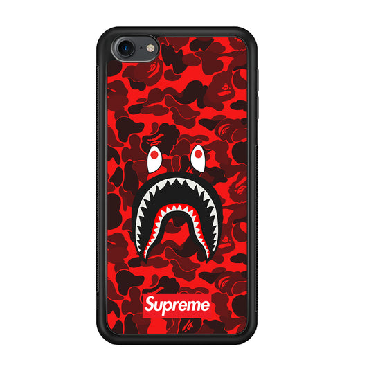 Bape Supreme Red Camo iPod Touch 6 Case-Rubber Black (2D Case)-Oxvistore