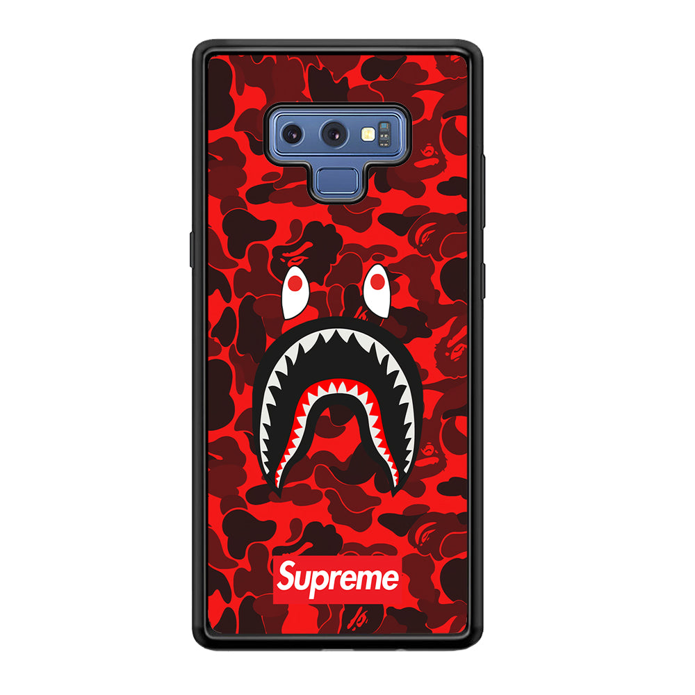Bape Supreme Red Camo Samsung Galaxy Note 9 Case-Rubber Black (2D Case)-Oxvistore