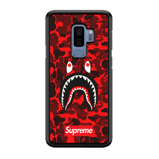 Bape Supreme Red Camo Samsung Galaxy S9 Plus Case-Rubber Black (2D Case)-Oxvistore