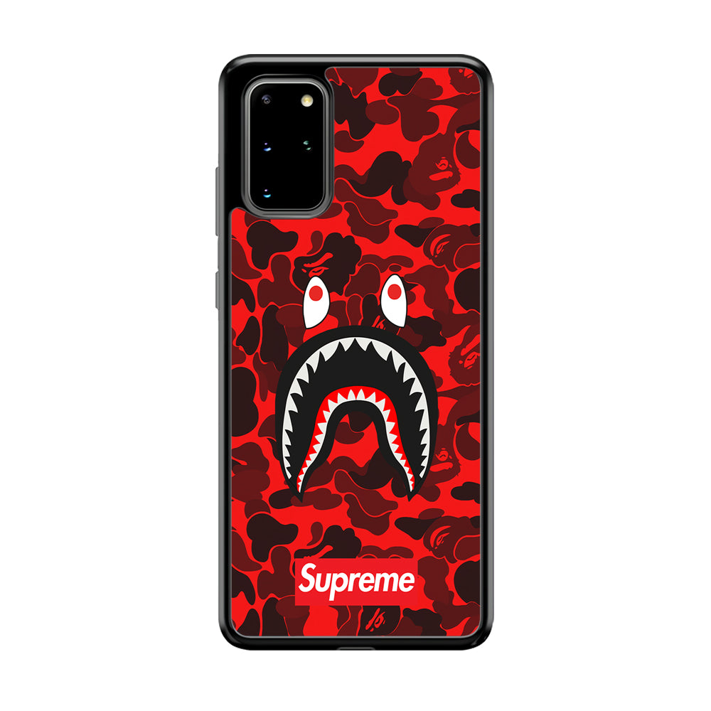Bape Supreme Red Camo Samsung Galaxy S20 Plus Case-Rubber Black (2D Case)-Oxvistore