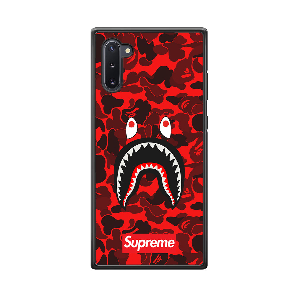Bape Supreme Red Camo Samsung Galaxy Note 10 Case-Rubber Black (2D Case)-Oxvistore