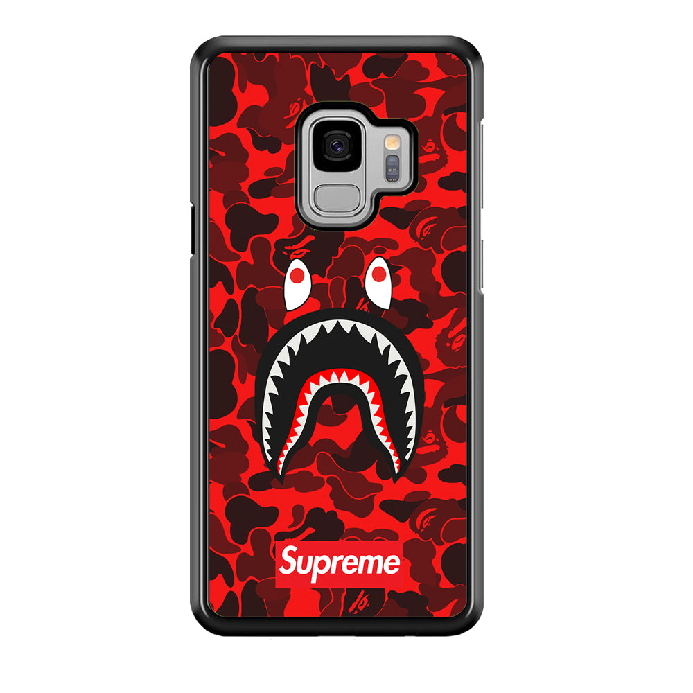 Bape Supreme Red Camo Samsung Galaxy S9 Case-Rubber Black (2D Case)-Oxvistore