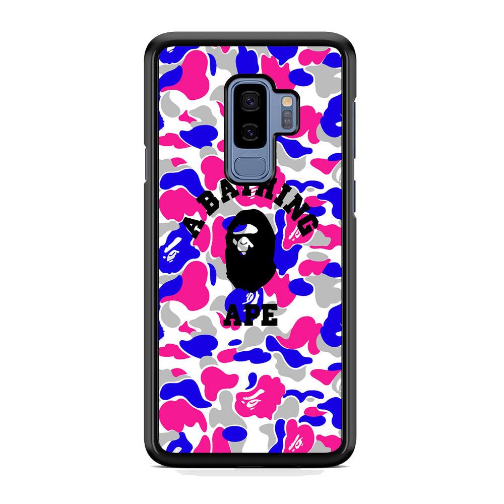 Bape Ape Blue and Pink Camo Samsung Galaxy S9 Plus Case-Rubber Black (2D Case)-Oxvistore