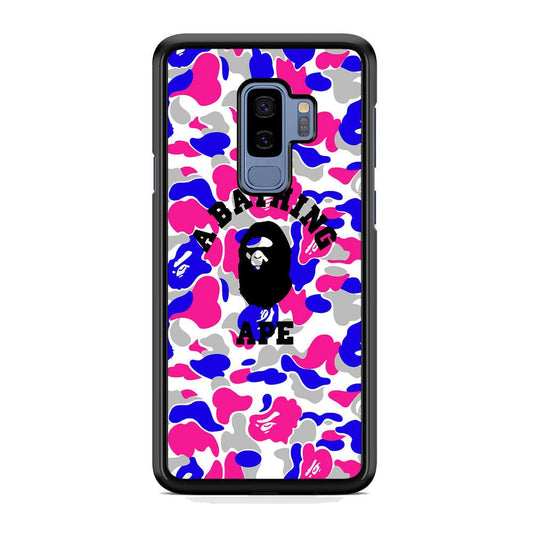 Bape Ape Blue and Pink Camo Samsung Galaxy S9 Plus Case-Rubber Black (2D Case)-Oxvistore