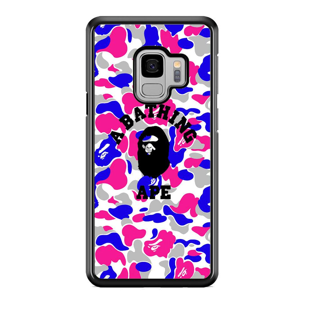 Bape Ape Blue and Pink Camo Samsung Galaxy S9 Case-Rubber Black (2D Case)-Oxvistore