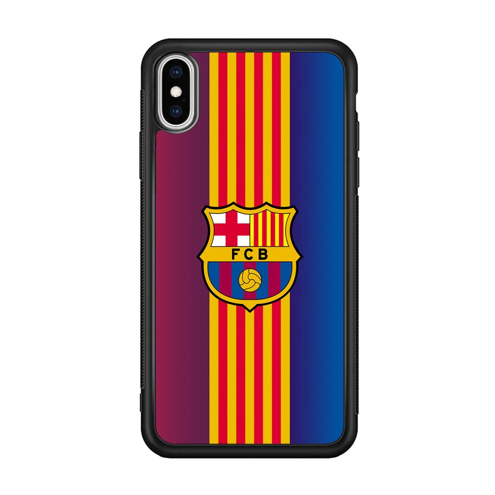 Barcelona FC Gradation Wings iPhone XS Case-Rubber Black (2D Case)-Oxvistore