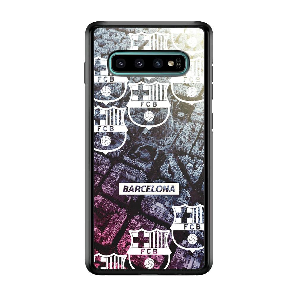 Barcelona FC Light from The City Samsung Galaxy S10 Case-Rubber Black (2D Case)-Oxvistore