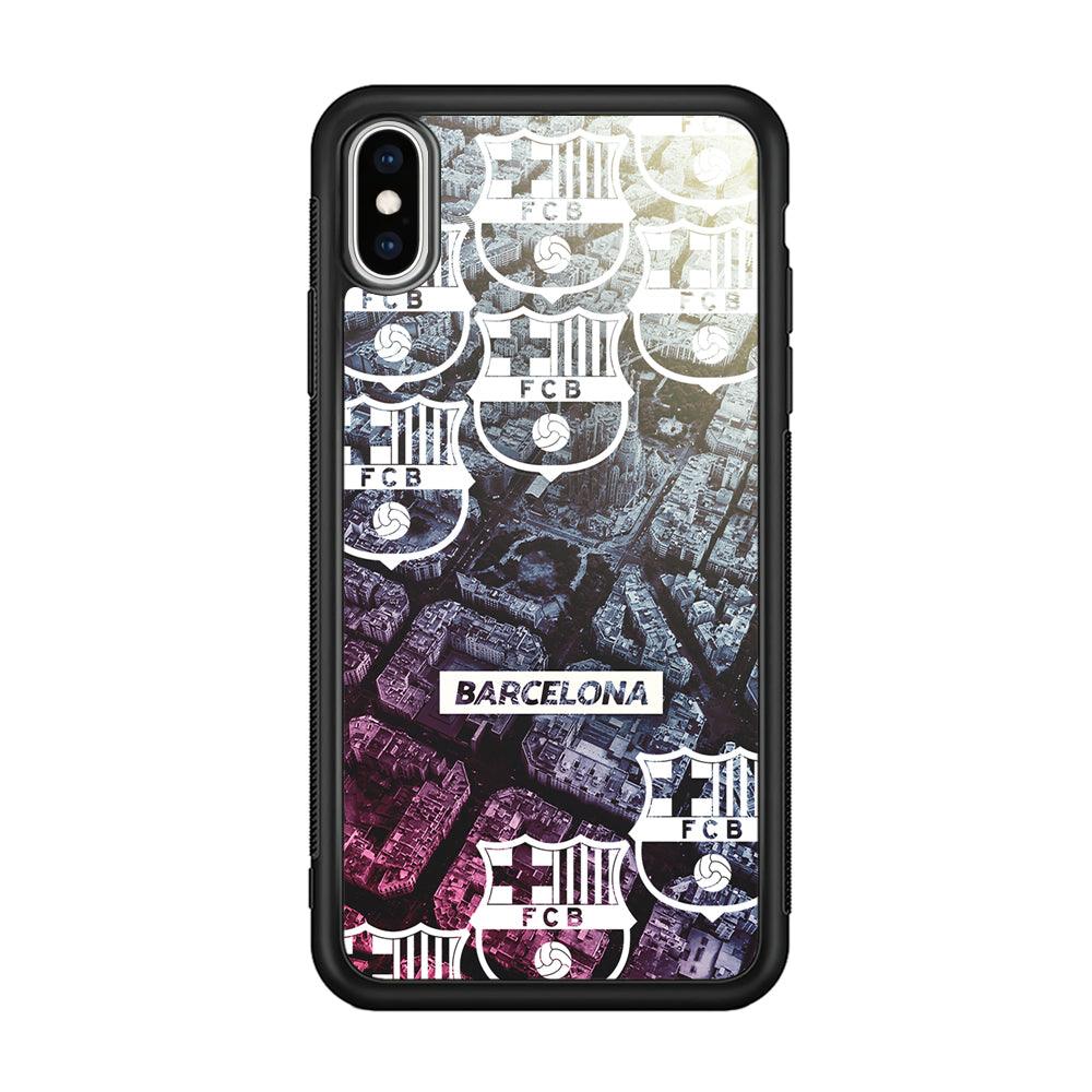 Barcelona FC Light from The City iPhone X Case-Rubber Black (2D Case)-Oxvistore