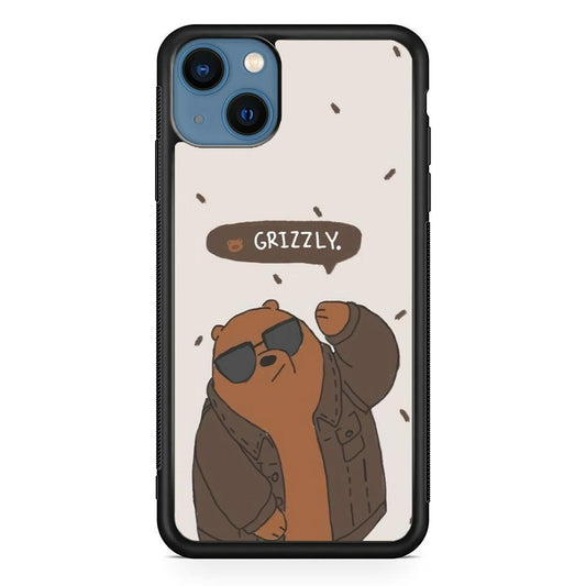 Bare Bears Grizzly iPhone 13 Case-Rubber Black (2D Case)-Oxvistore