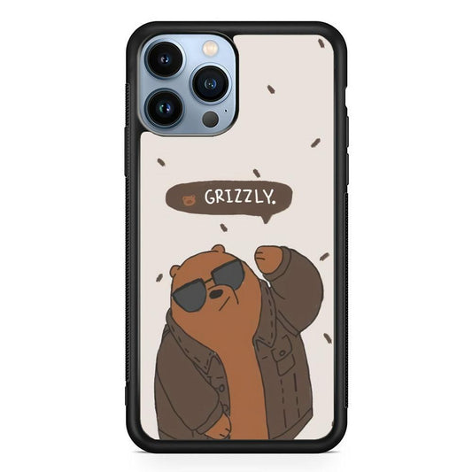 Bare Bears Grizzly iPhone 13 Pro Max Case-Rubber White (2D Case)-Oxvistore