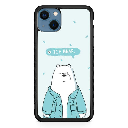 Bare Bears Ice Bear iPhone 15 Case-Rubber White (2D Case)-Oxvistore