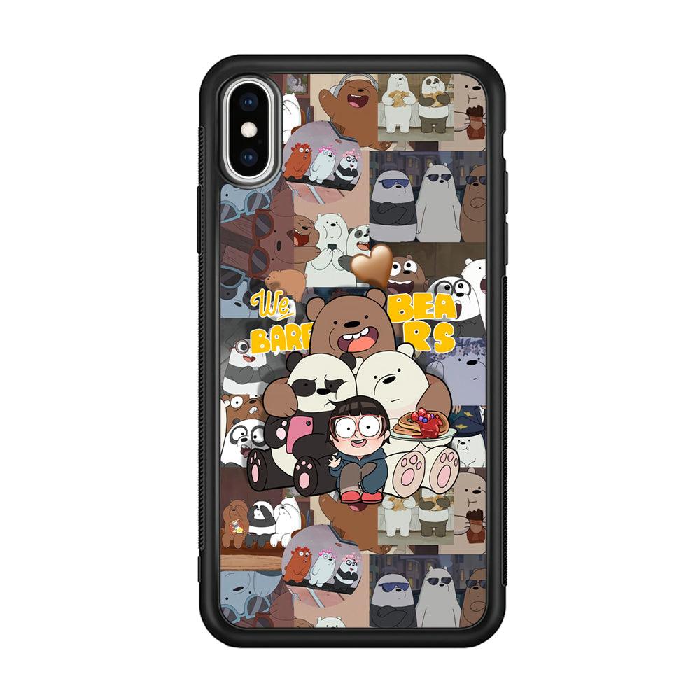 Bare Bears One Love as Family iPhone XS Case-Rubber Black (2D Case)-Oxvistore