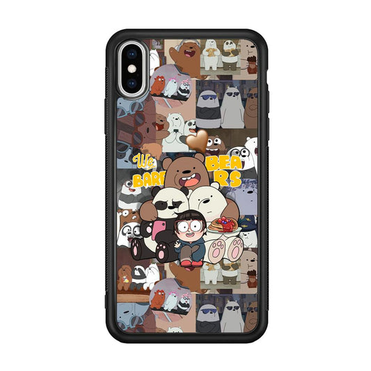 Bare Bears One Love as Family iPhone XS Case-Rubber Black (2D Case)-Oxvistore