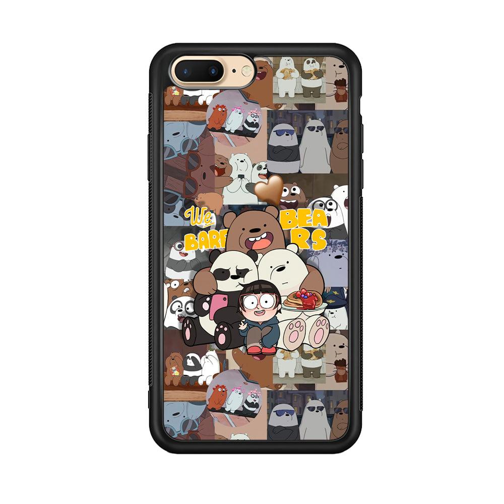 Bare Bears One Love as Family iPhone 8 Plus Case-Rubber Black (2D Case)-Oxvistore