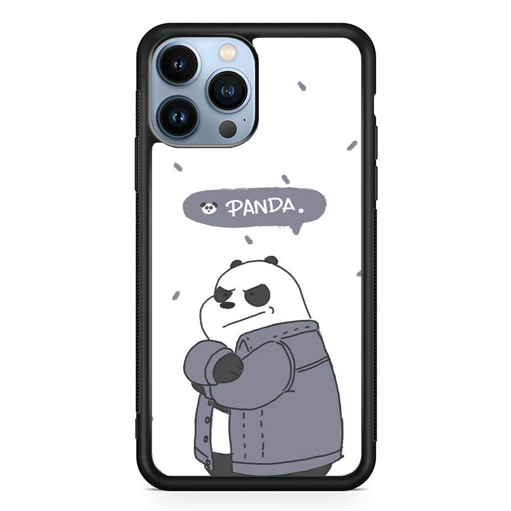 Bare Bears Panda iPhone 15 Pro Max Case-Rubber White (2D Case)-Oxvistore